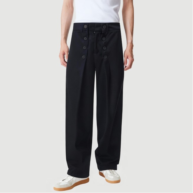 Washed straight wide-leg casual trousers