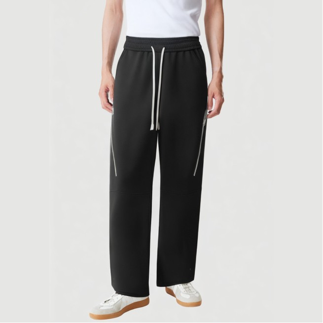 Straight-leg drawstring zipper fashion sports pants