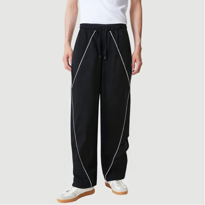 Ribbon-embellished casual pleated draped pants