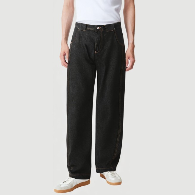 Spliced Machete Denim Wide-Leg Pants