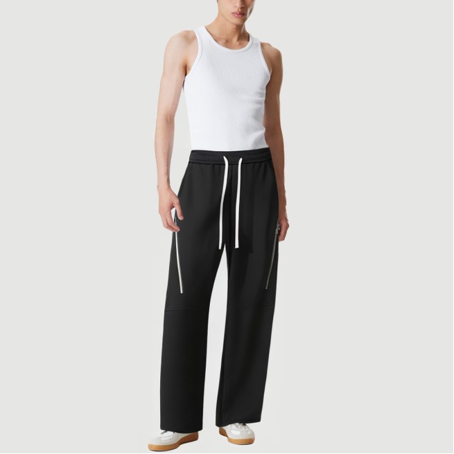 Straight-leg drawstring zipper fashion sports pants