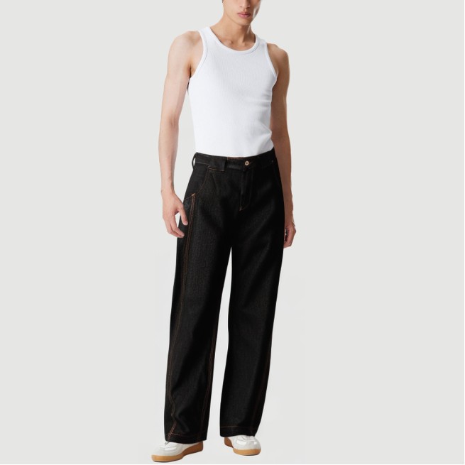 Spliced Machete Denim Wide-Leg Pants