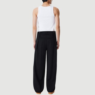Washed straight wide-leg casual trousers