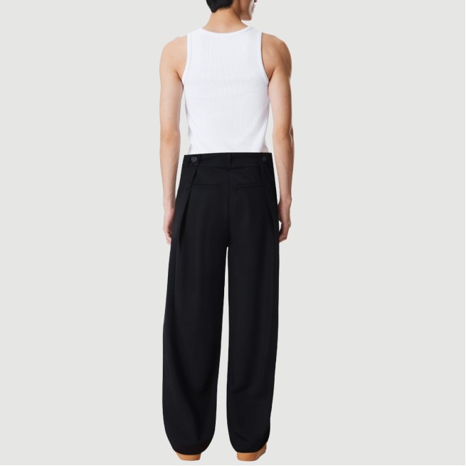 Washed straight wide-leg casual trousers