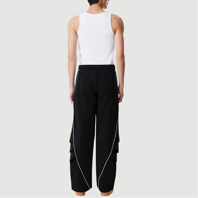 Ribbon-embellished casual pleated draped pants