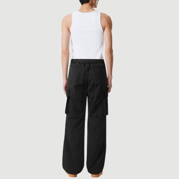 Pleated paratrooper-style loose trousers