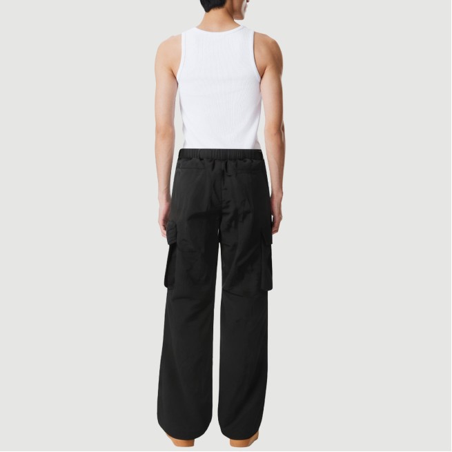 Pleated paratrooper-style loose trousers