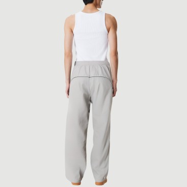 High-waisted contrast twill loose nylon trousers