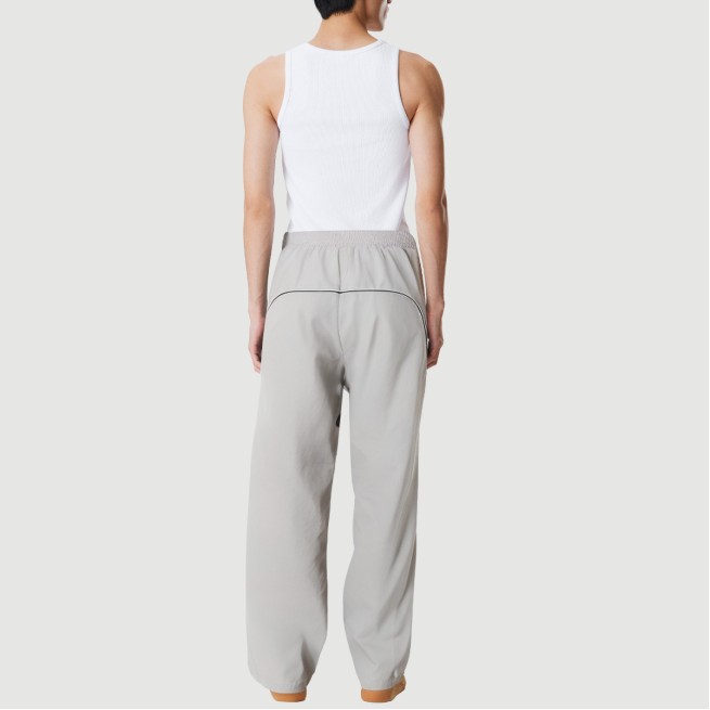 High-waisted contrast twill loose nylon trousers
