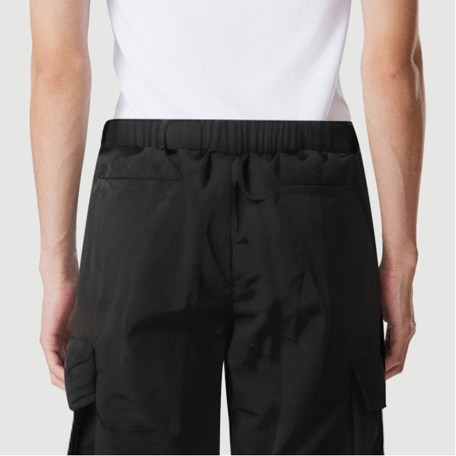 Pleated paratrooper-style loose trousers