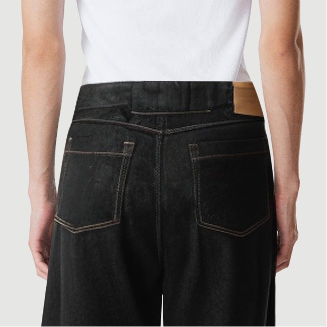 Spliced Machete Denim Wide-Leg Pants