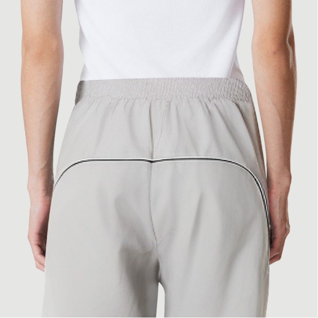 High-waisted contrast twill loose nylon trousers