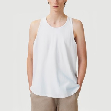 Straight Rib Crew Neck Fitness Tank Top