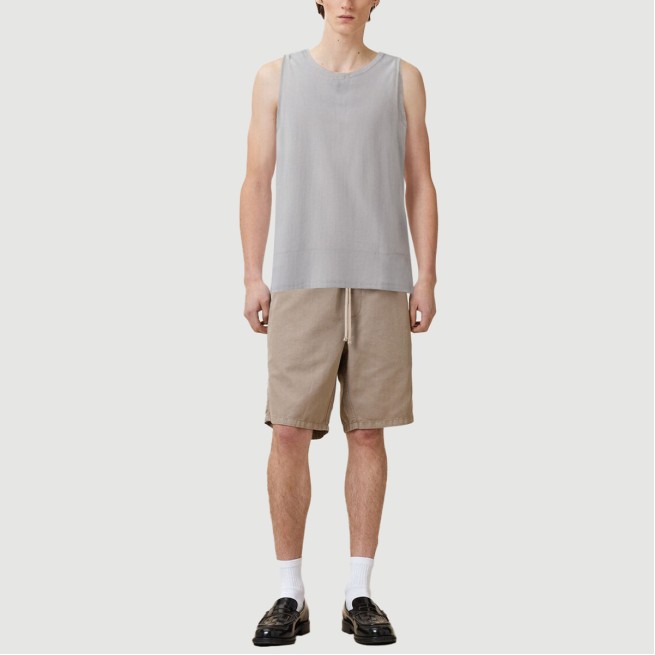 Cotton and linen high-low hem casual vest