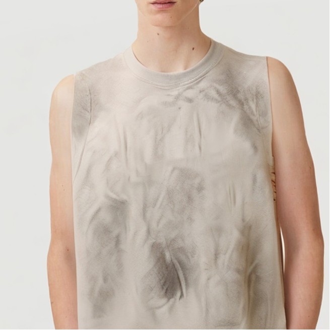 Dirty-dyed graffiti knitted vest