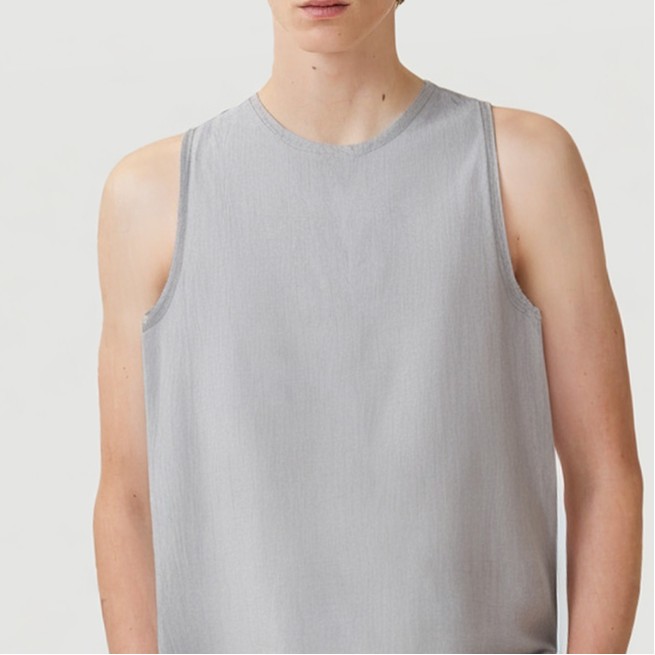 Cotton and linen high-low hem casual vest
