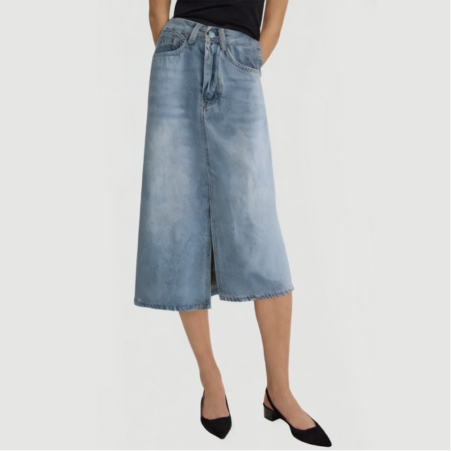 Khaki Belt Pleated A-Line Casual Midi Skirt