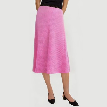 Pink striped print maxi skirt