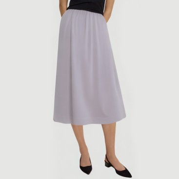 Purple elastic waist calf-length A-line skirt