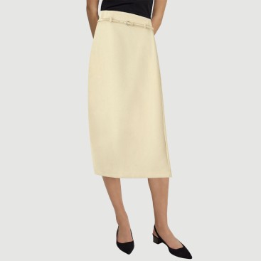 Yellow back slit A-line maxi skirt