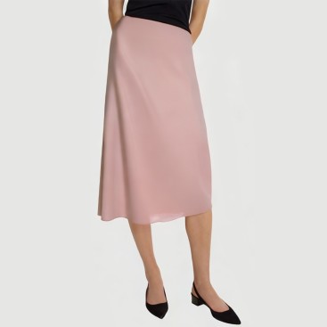 Pink pleated zipper maxi skirt