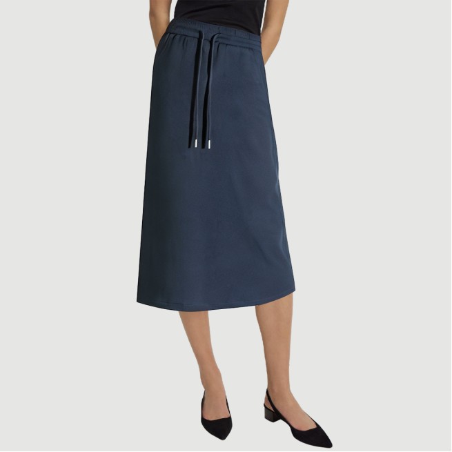 Drawstring casual skirt with side slits and side pockets
