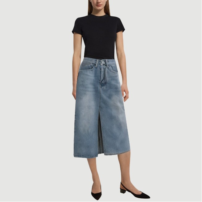 Khaki Belt Pleated A-Line Casual Midi Skirt