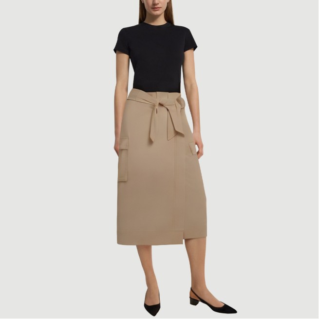 Khaki Front Slit Belted Maxi Dress
