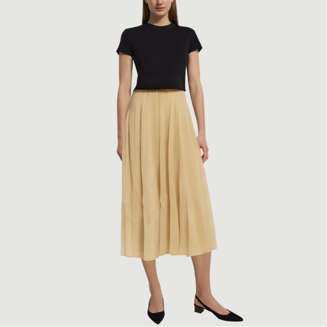 Yellow elastic waist maxi skirt