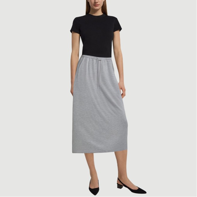Embroidered casual elastic waist maxi skirt