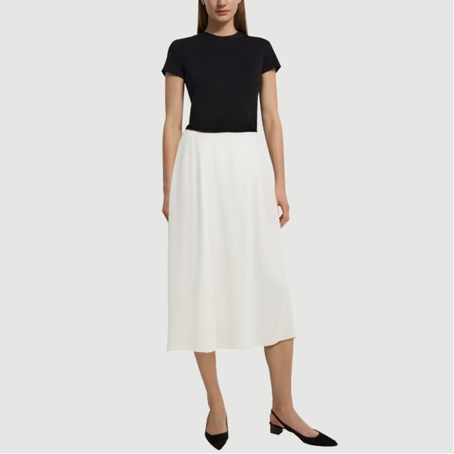 White casual fashionable A-line long skirt