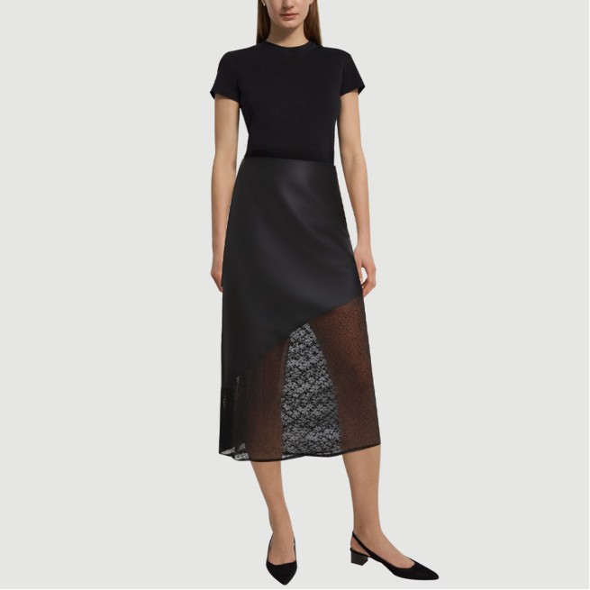 Zippered patchwork lace maxi dress