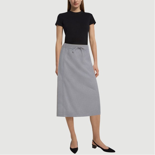Gray casual and fashionable A-line maxi skirt