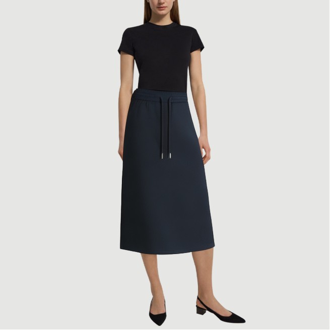 Drawstring casual skirt with side slits and side pockets