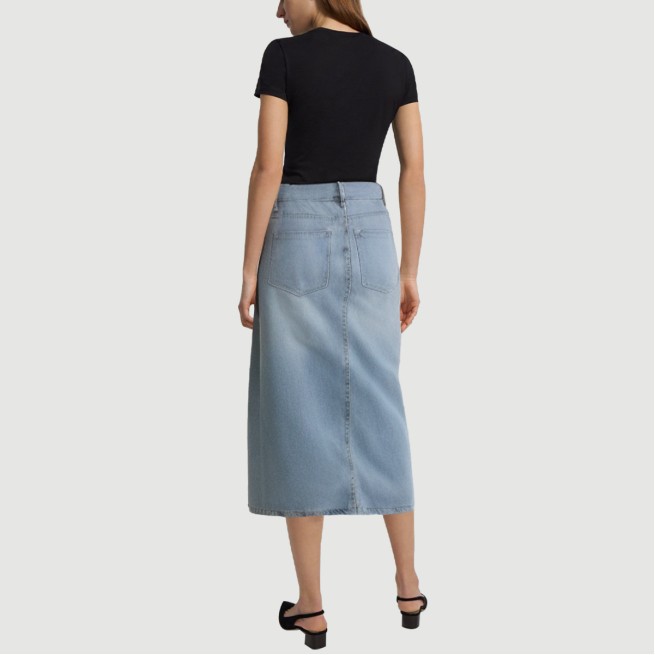 Khaki Belt Pleated A-Line Casual Midi Skirt