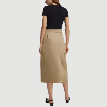 Khaki Front Slit Belted Maxi Dress