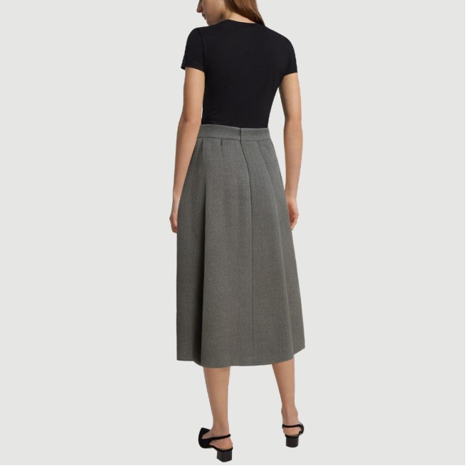Gray zipper pleated maxi skirt