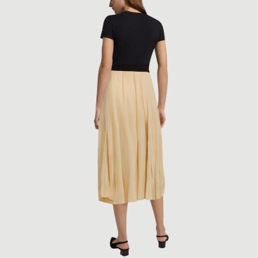 Yellow elastic waist maxi skirt