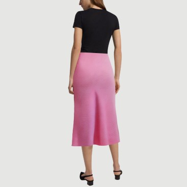Pink striped print maxi skirt