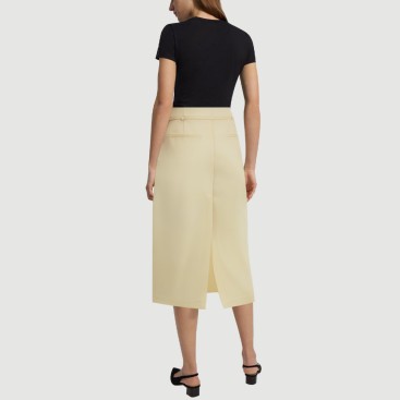 Yellow back slit A-line maxi skirt