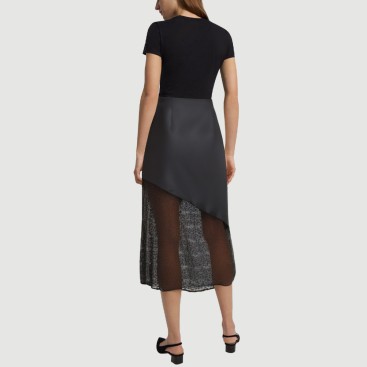Zippered patchwork lace maxi dress