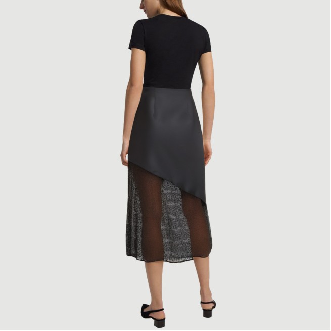 Zippered patchwork lace maxi dress