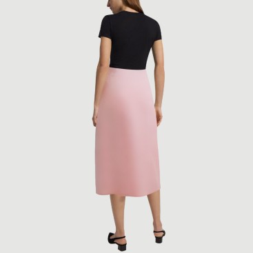 Pink pleated zipper maxi skirt