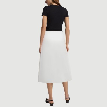 Button-paneled white bandage skirt