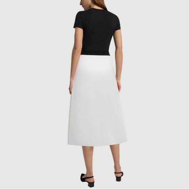 Button-paneled white bandage skirt