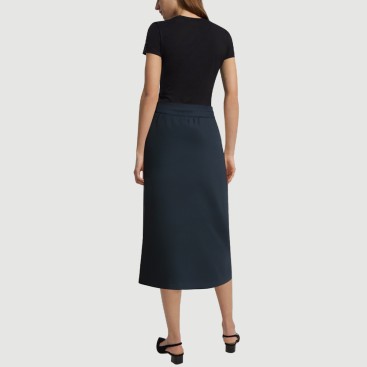 Drawstring casual skirt with side slits and side pockets