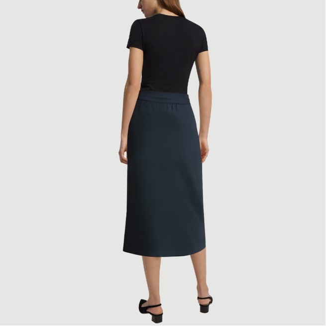Drawstring casual skirt with side slits and side pockets