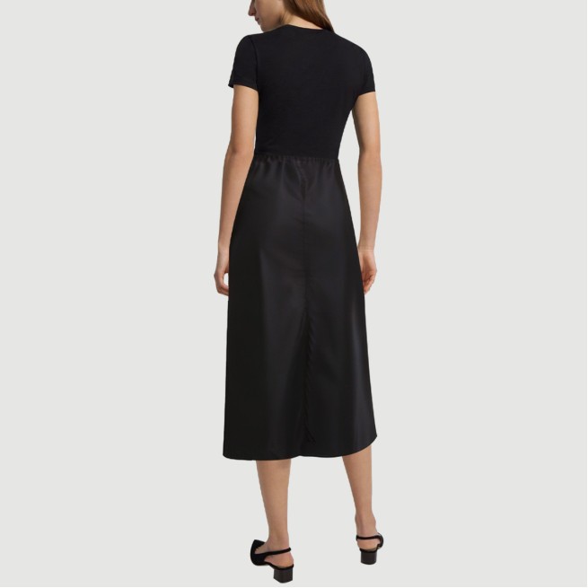 Black drawstring A-line maxi skirt