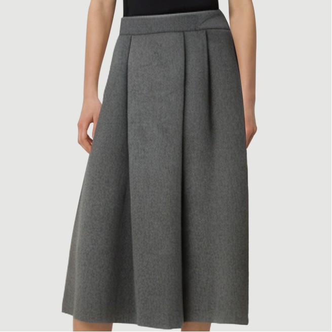Gray zipper pleated maxi skirt
