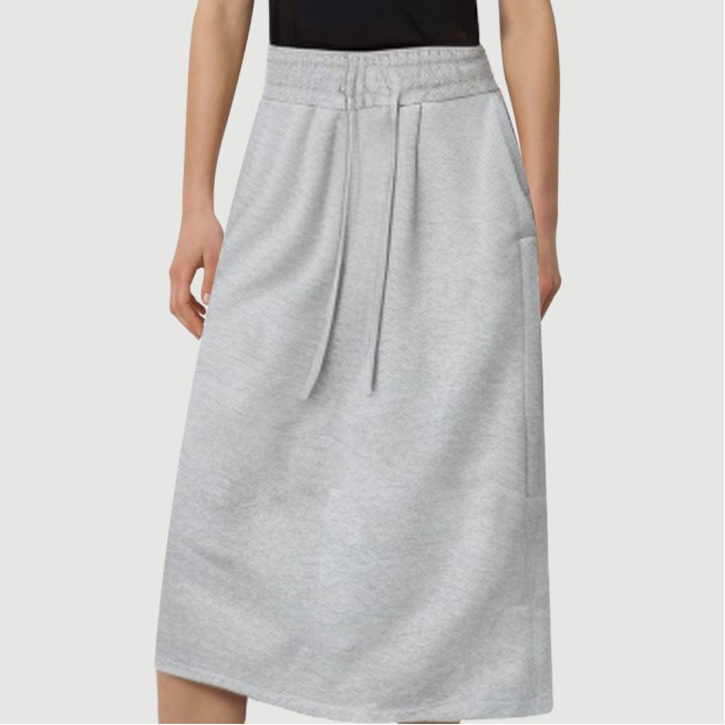 Drawstring waist casual slit knitted maxi skirt